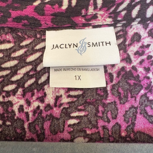 Jaclyn Smith Black & Pink Animal Print Button Front Top 80s Vintage Style 1X - Picture 4 of 5
